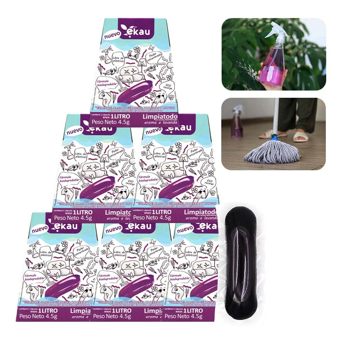 Sixpack Limpiatodo en Cápsula Ekau con Aroma A Lavanda, marca EKAU - Foto Principal