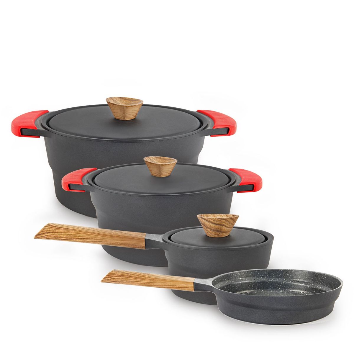 RECORD - Juego de Ollas Bambú C/Tapa x 4 Piezas
