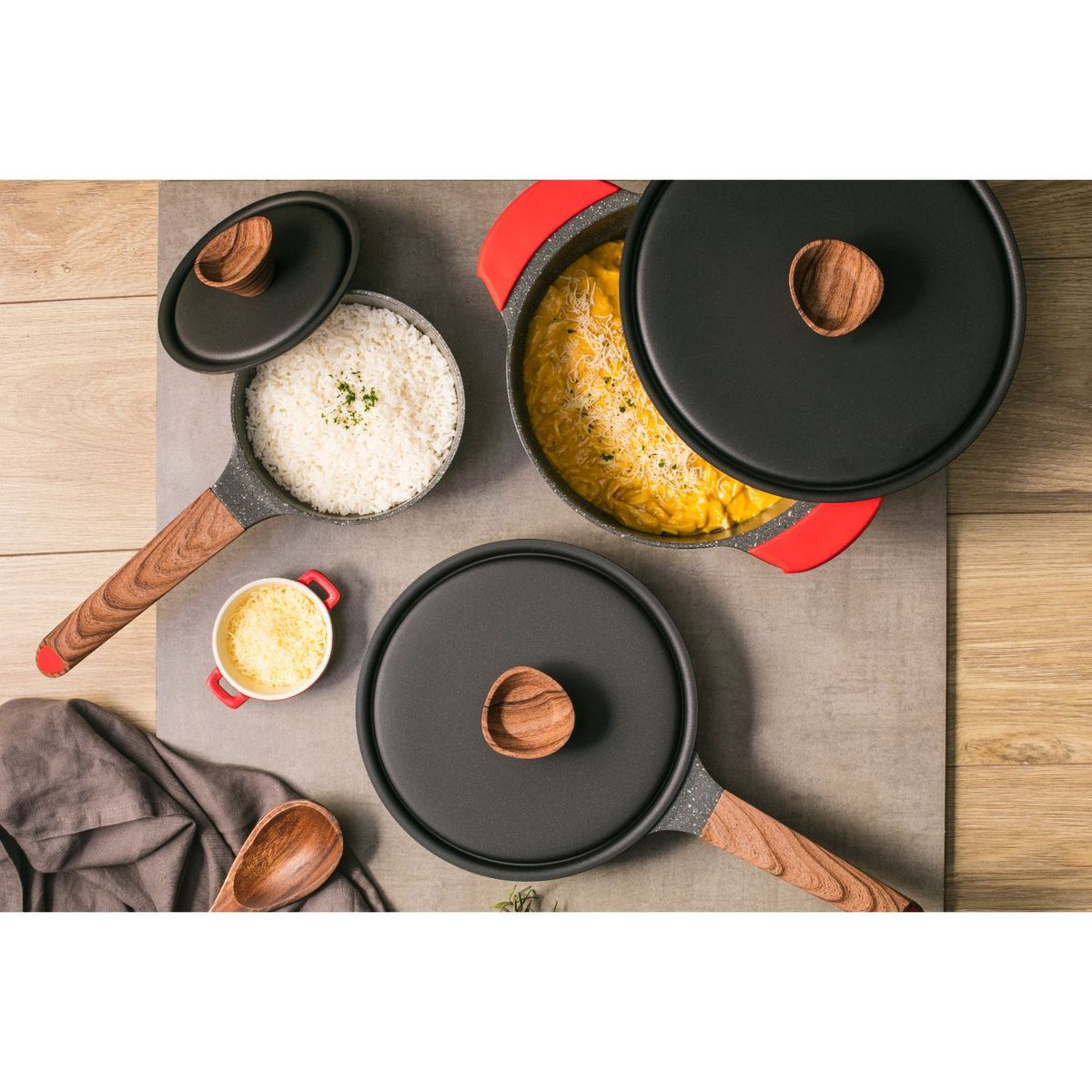 RECORD - Juego de Ollas Bambú C/Tapa x 4 Piezas