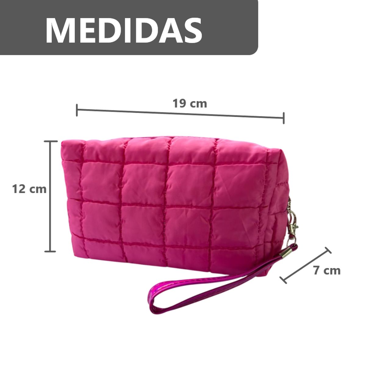 GENERICO - Cosmetiquera Fashion Puffer Amplia y Correa Brillante