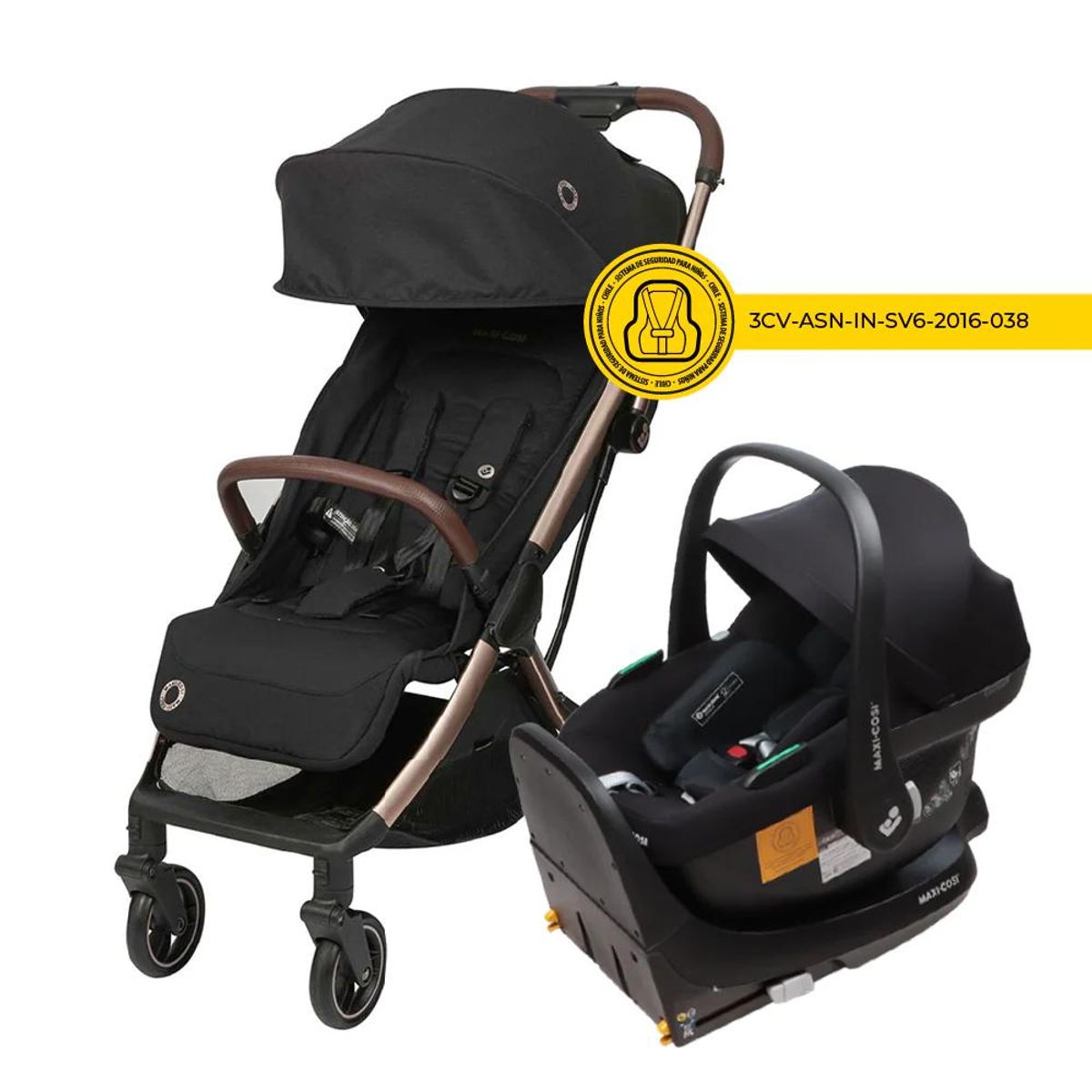MAXI COSI - Coche Travel System Eva 3 Negro Champagne Infanti