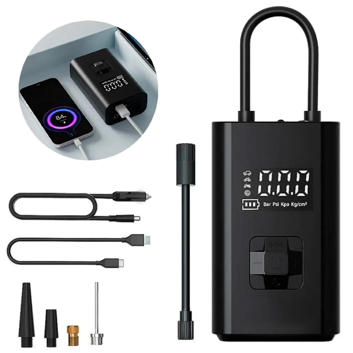 SEISA - Inflador de Llanta Compresor de Aire Luz Led Recargable C05