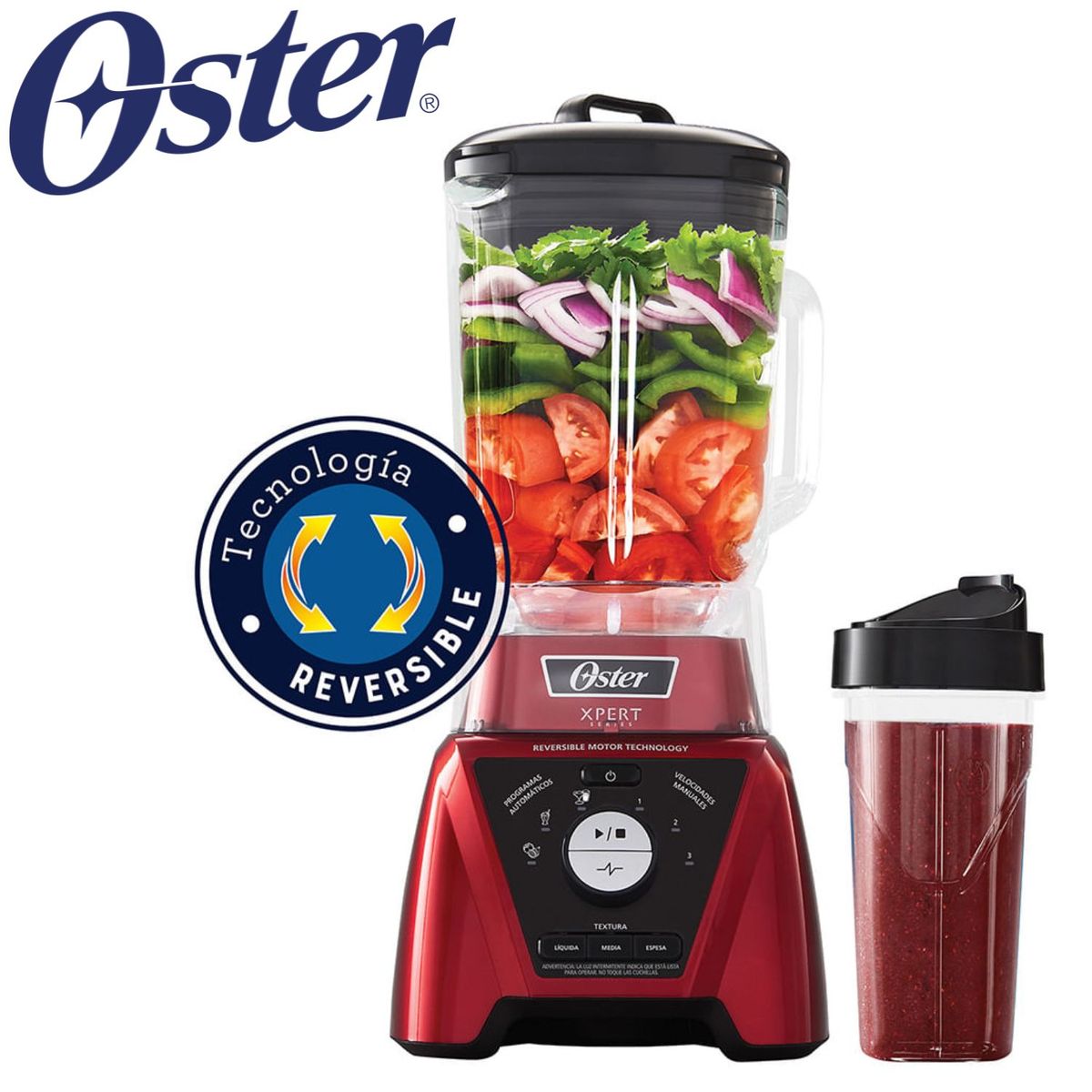 OSTER - Licuadora Xpert Series Oster BLST3BRPG con control de textura y un Blend N Go Rojo