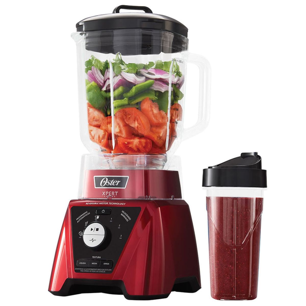 OSTER - Licuadora Xpert Series Oster BLST3BRPG con control de textura y un Blend N Go Rojo