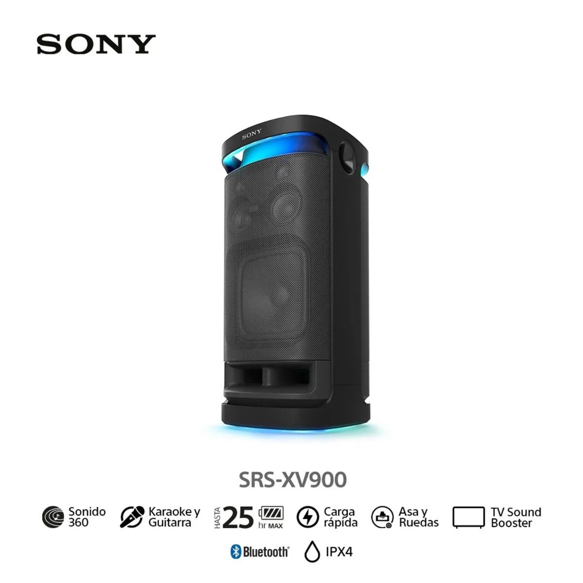 SONY - Sony Parlante Bluetooth SRS-XV900 para Fiestas con Mega Bass - Negro