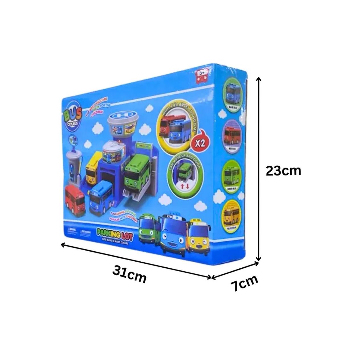 GENERICO - Tayo Pequeño Bus Parqueo incluye 4 camioncitos De 7cm