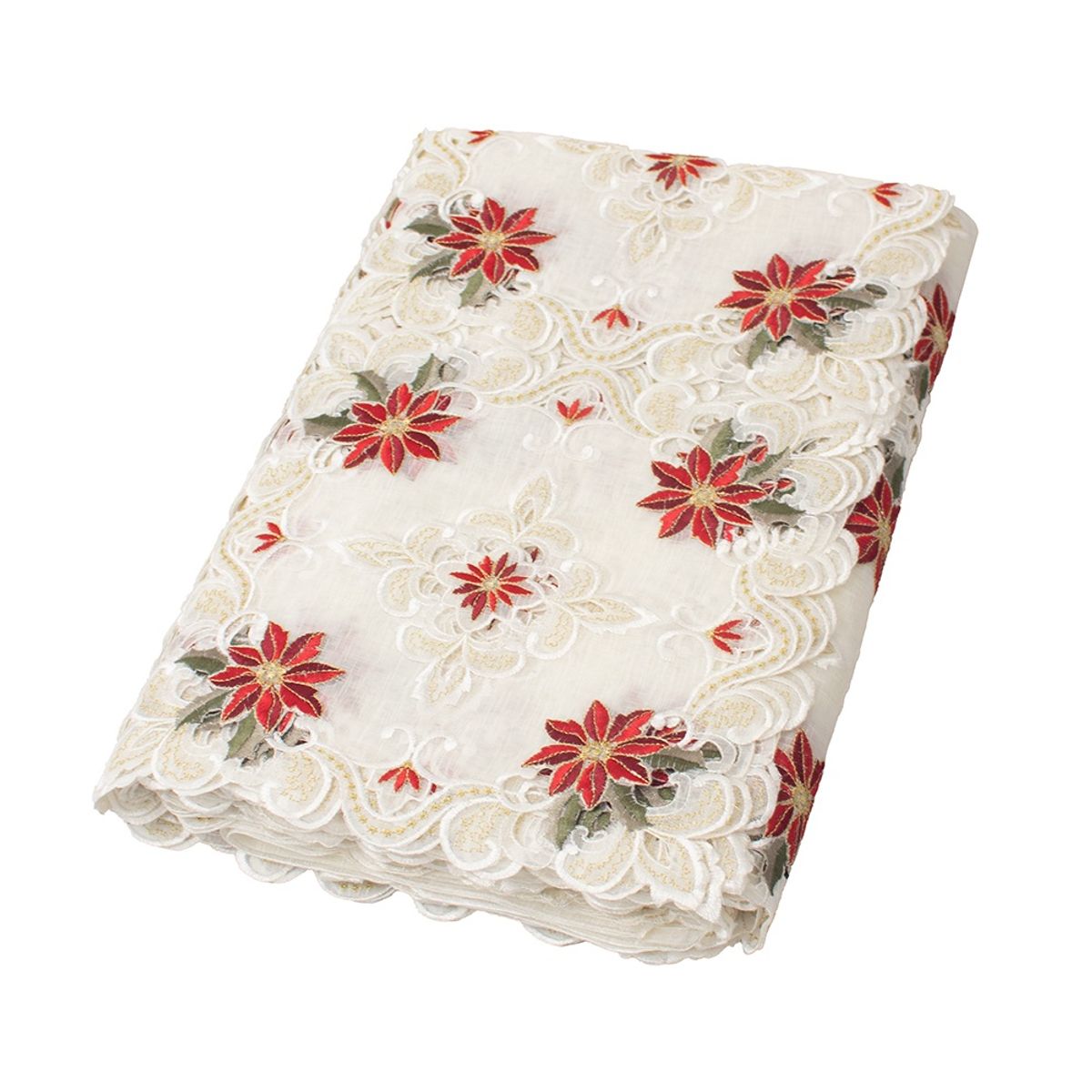 PANADECOR - MANTEL PARA 6 SILLAS RECTANGULAR BEIGE DE POINSETTIAS MINI