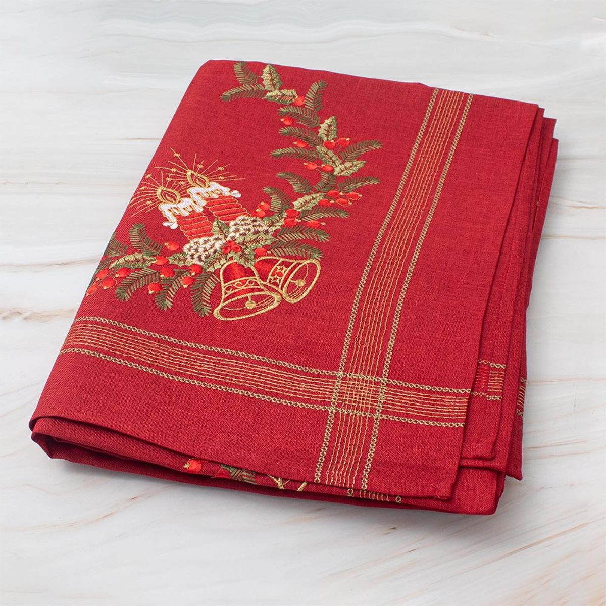 PANADECOR - MANTEL PARA 8 SILLAS CUADRADO RECTO DISEÑO VELAS Y CAMPANA