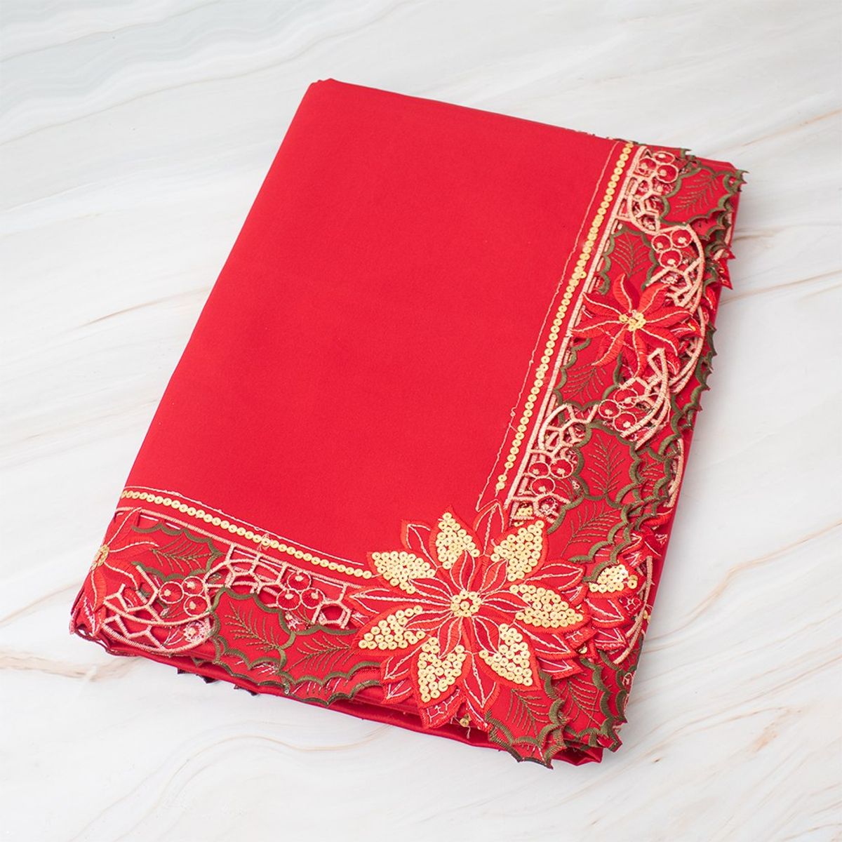 PANADECOR - MANTEL PARA 8 SILLAS RECTANGULAR ROJO DORADO