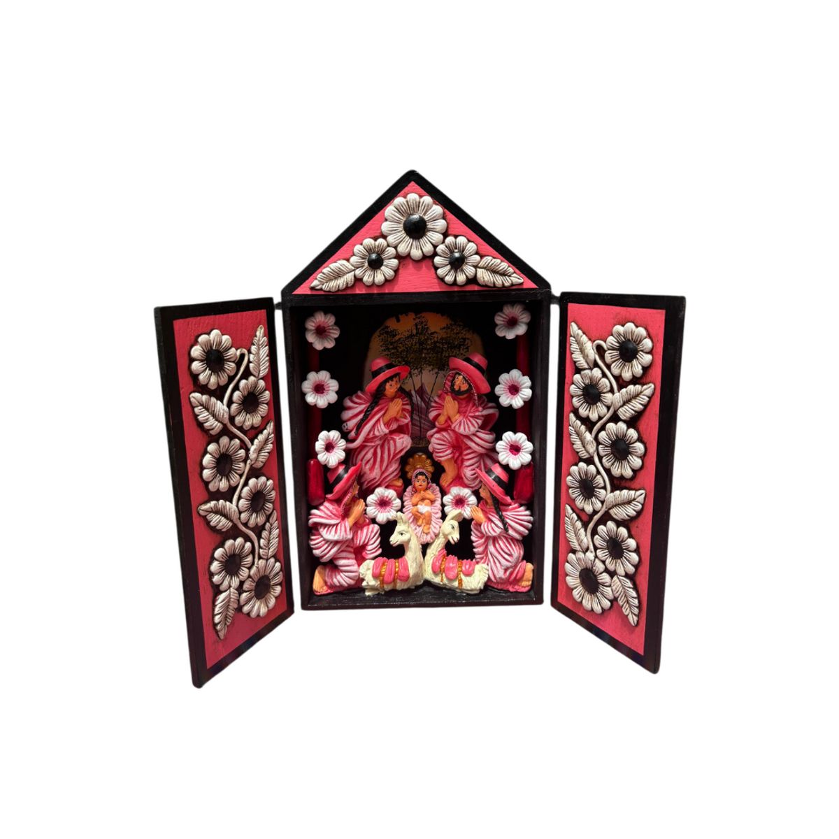 ACHALLAY ARTESANIA DE BARRO - Retablo Ayacuchano Nacimiento Rosado