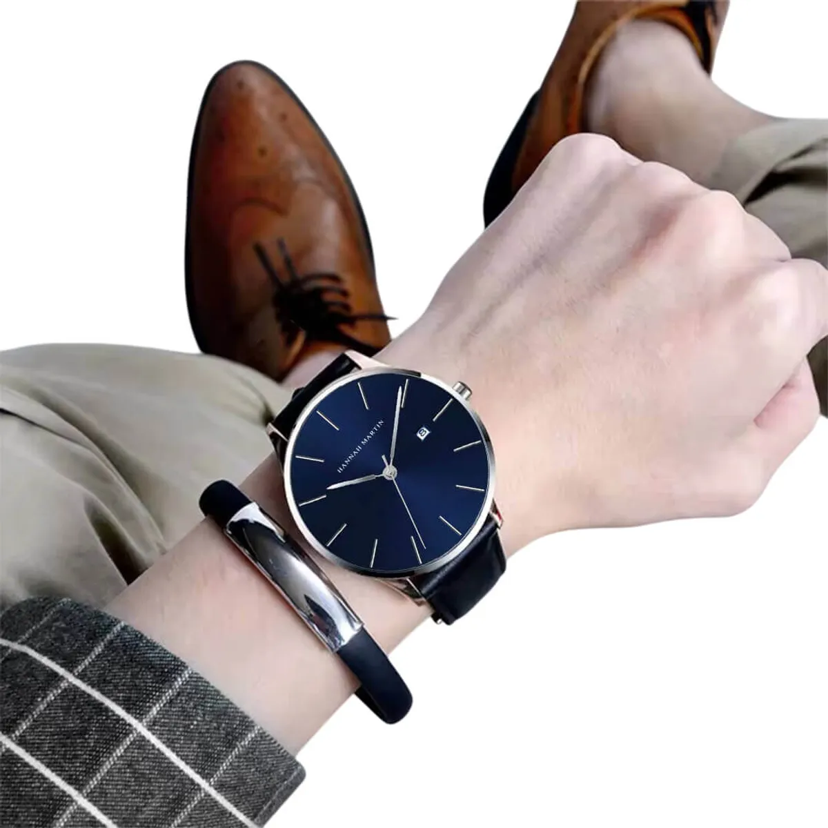 HANNAH MARTIN - Reloj Hannah Martin HAN-41 Hombre Cuero Negro