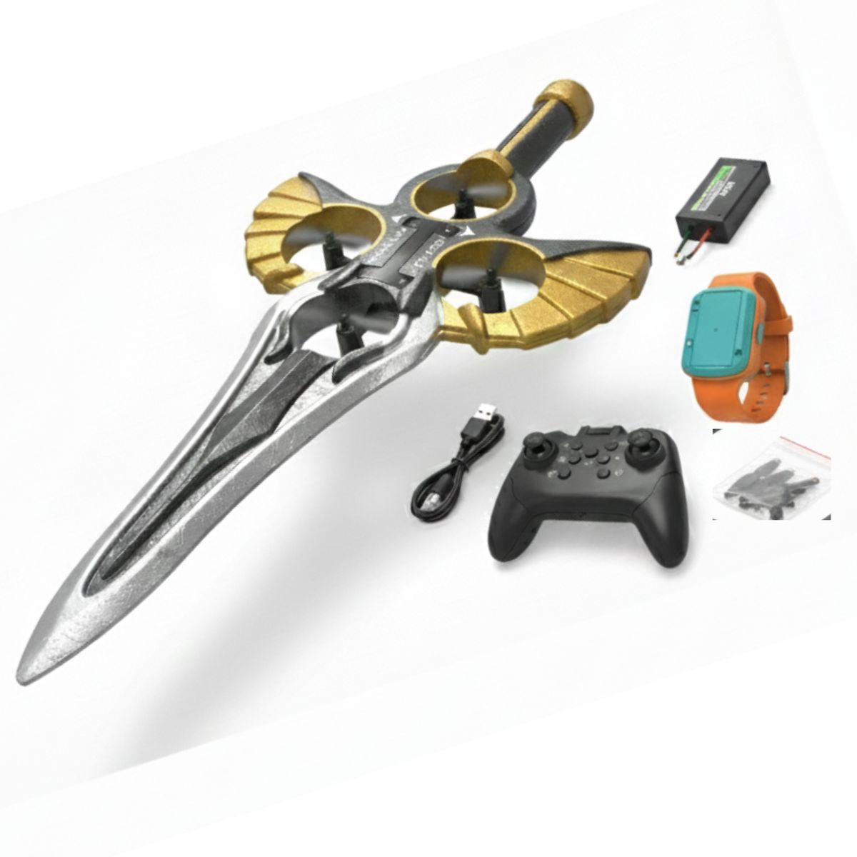 GENERICO - Avión Aerojet Espada con Control para NIños Sensor Manual Bateria + Accesorios