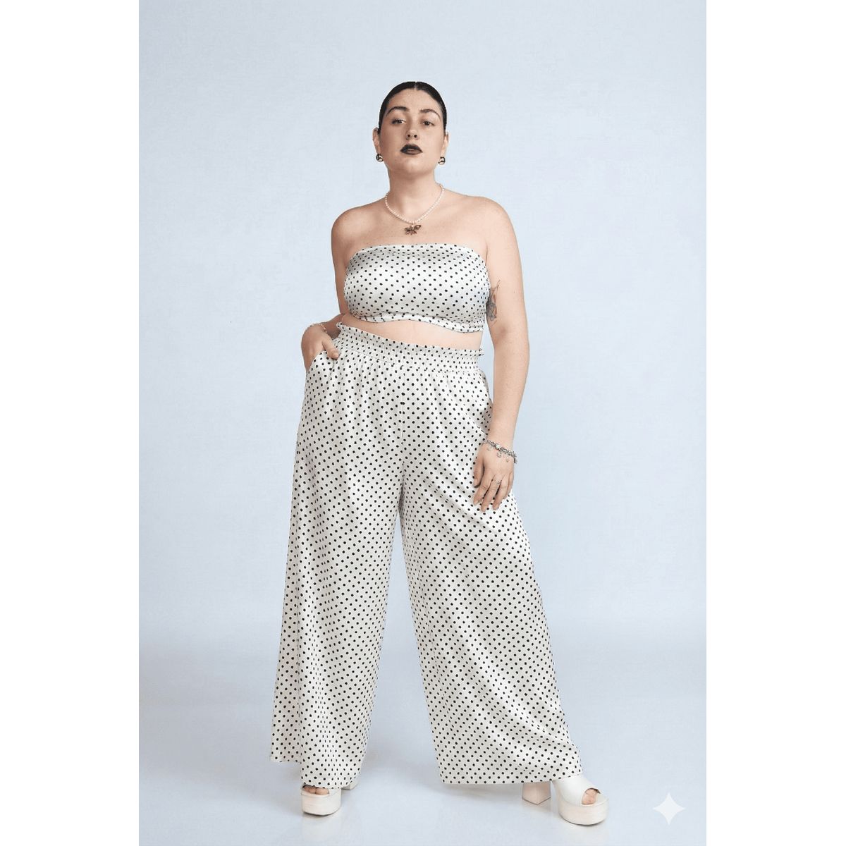 MISS LADY - Pantalón Palazzo Mujer Polka Dots