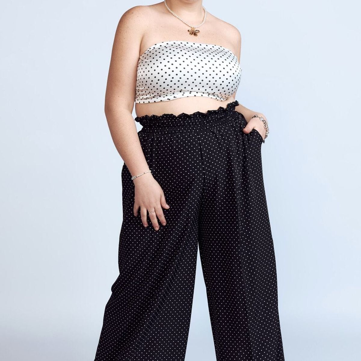 MISS LADY - Pantalón Palazzo Mujer Polka Dots