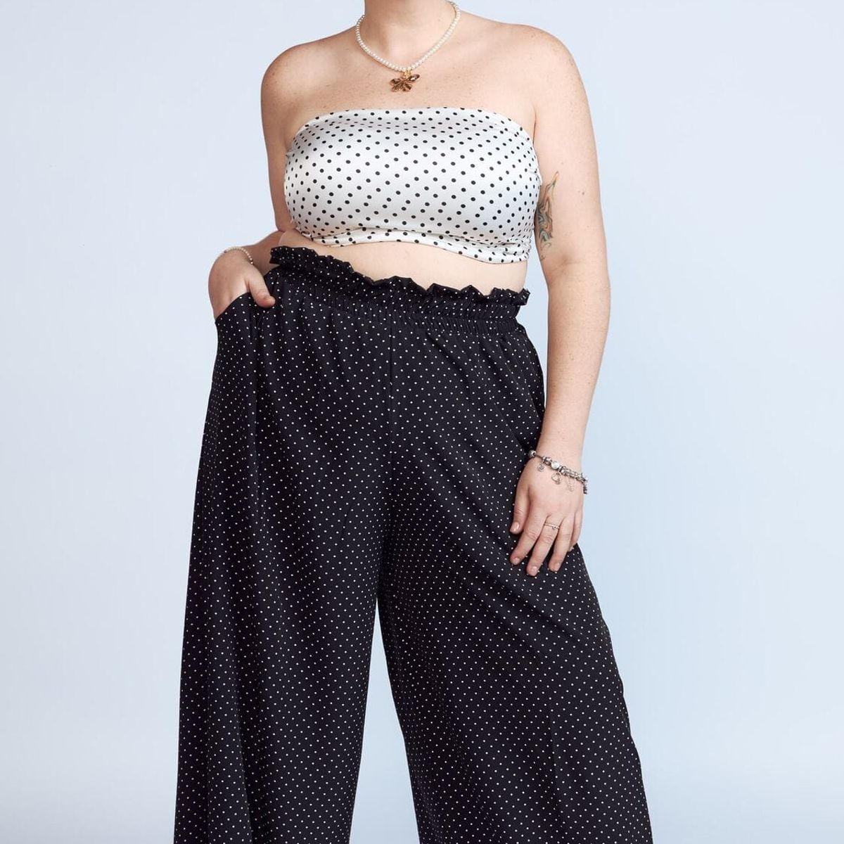 MISS LADY - Pantalón Palazzo Mujer Polka Dots