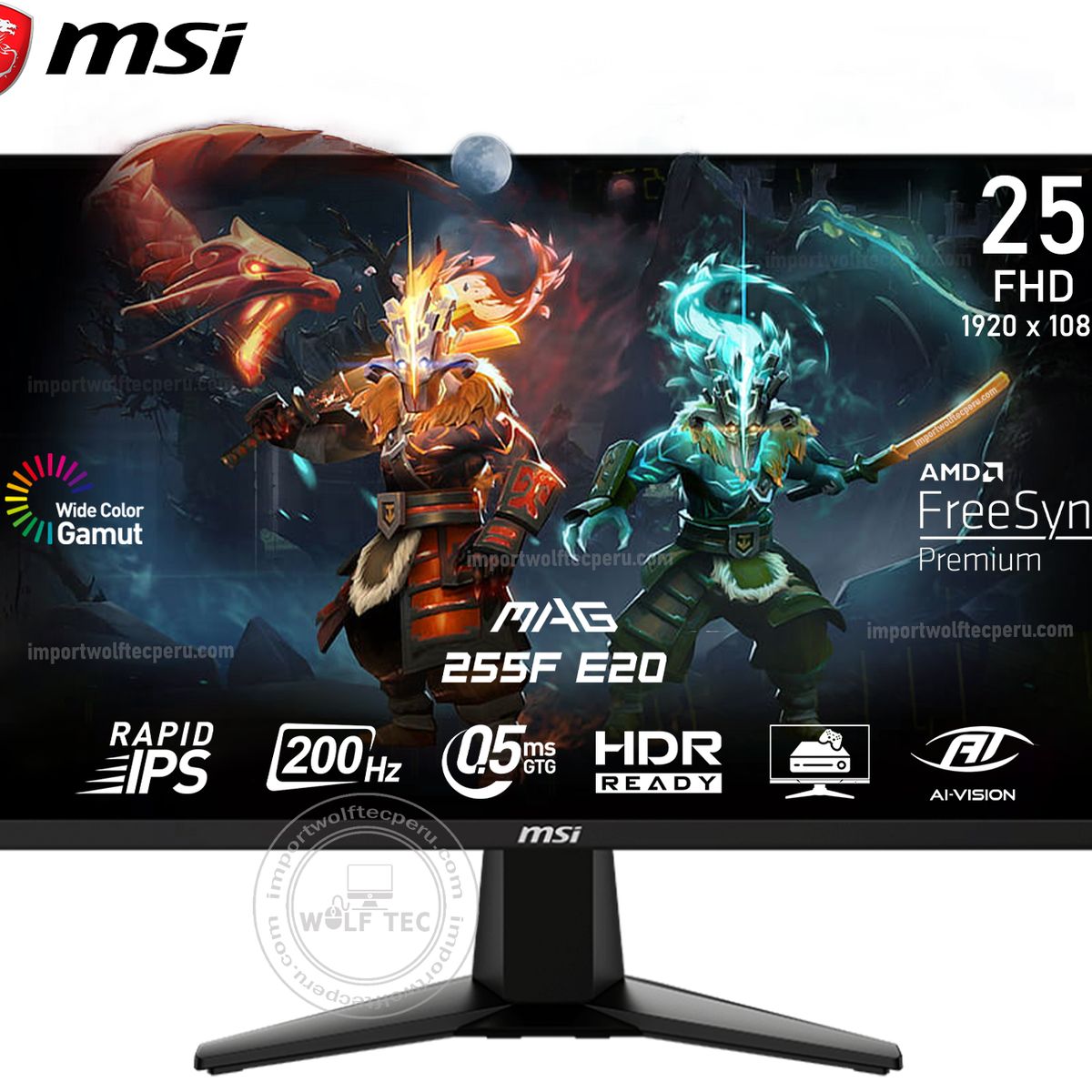 MSI - MONITOR MSI MAG 255F E20 245 RAPID IPS FHD 200Hz 05ms FreeSync 1