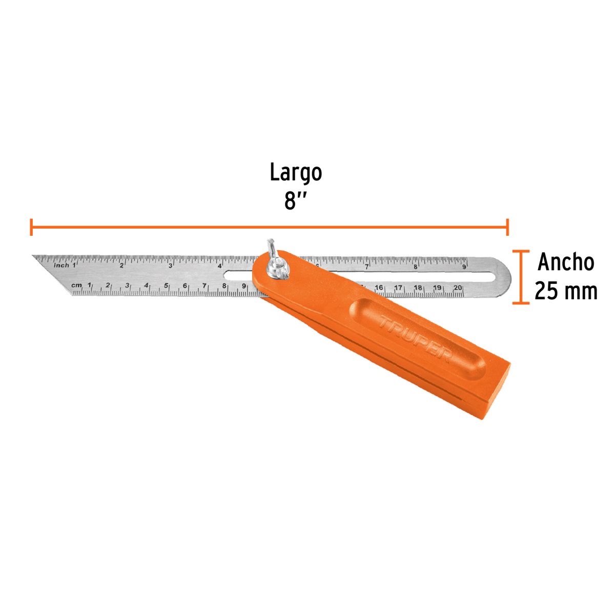 TRUPER - Escuadra Falsa Acero Inox 8 Pulgadas Profesional 14382 Truper