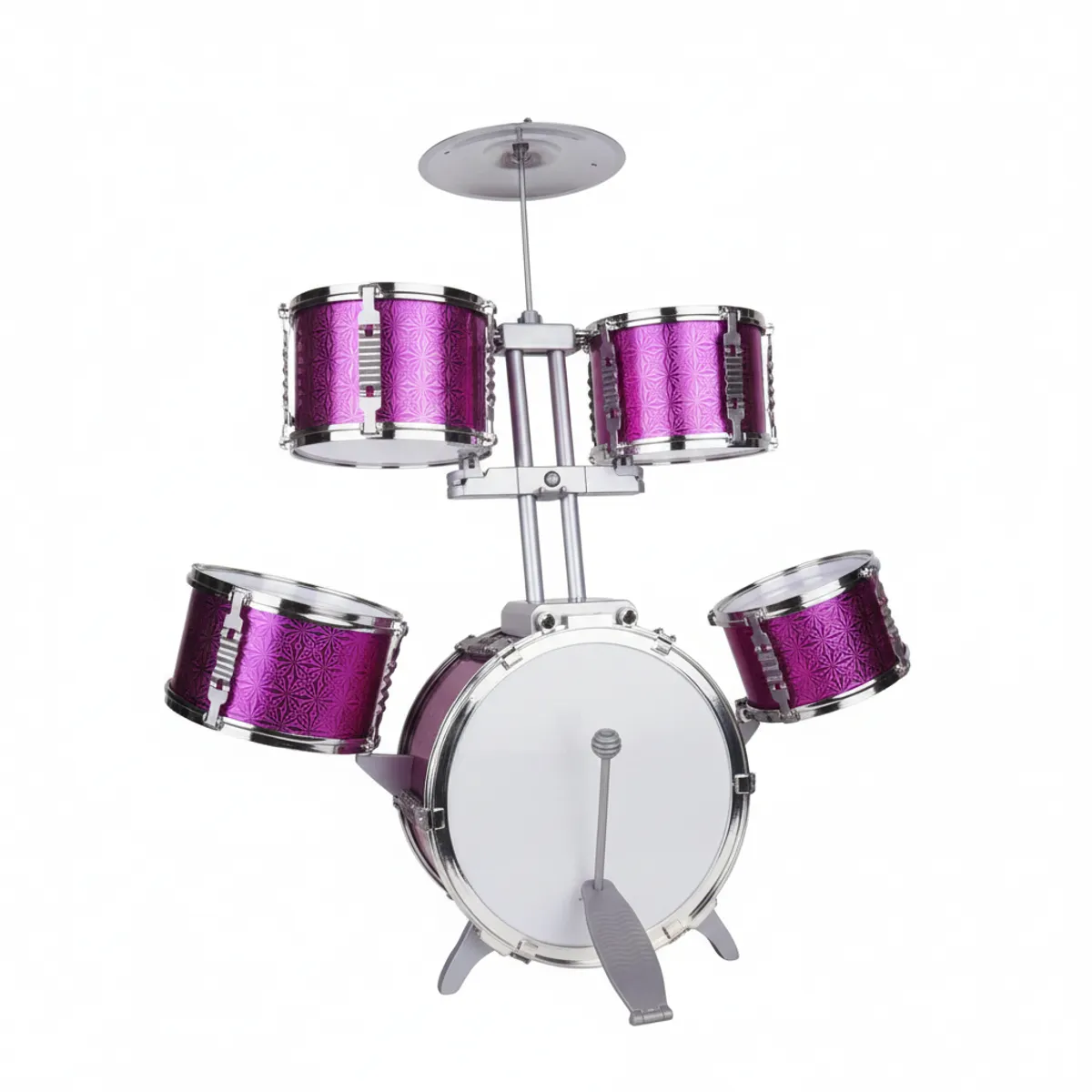 GENERICO - BATERIA GRANDE DE JUGUETE PARA NIÑOS - UNICO COLOR METALIZADO