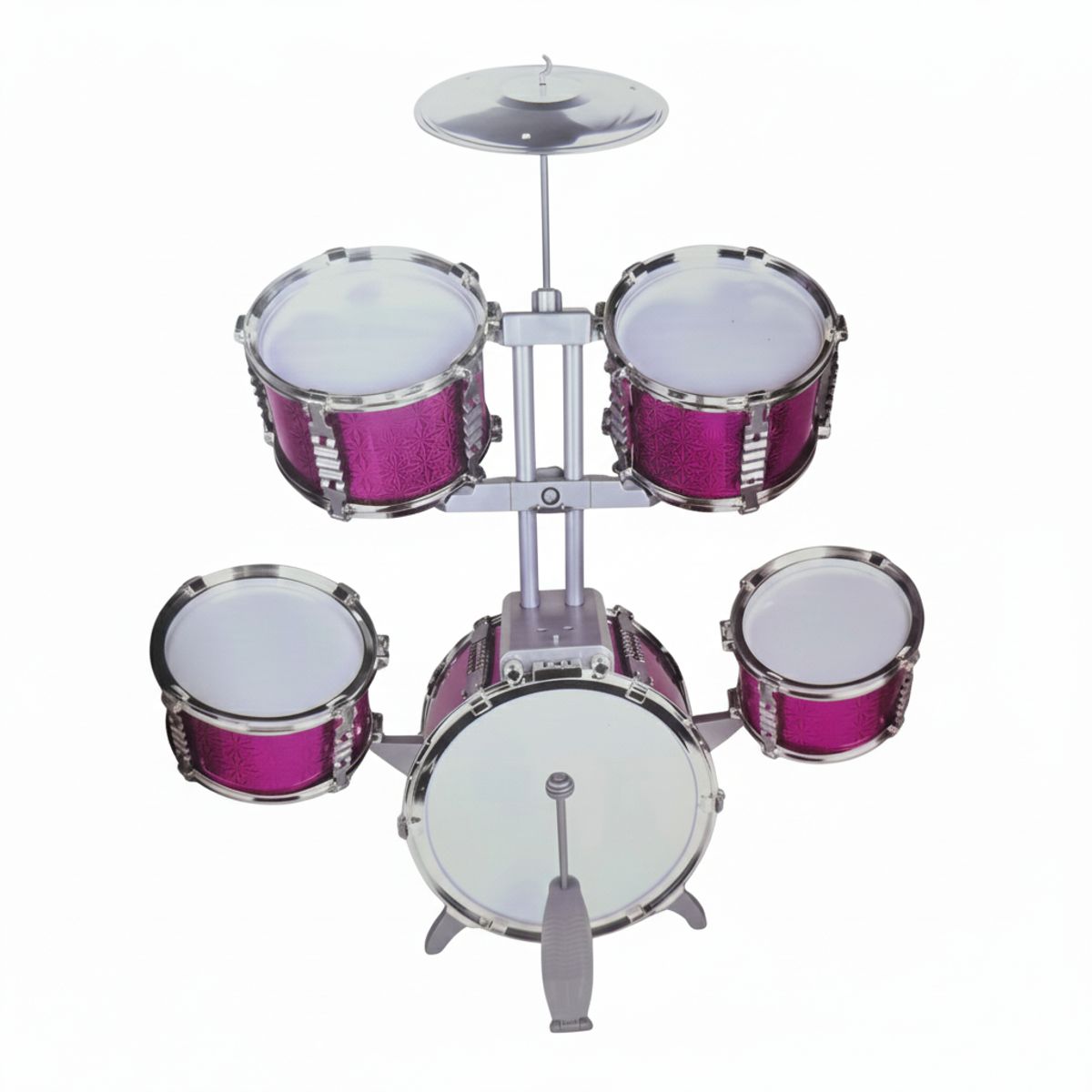 GENERICO - BATERIA GRANDE DE JUGUETE PARA NIÑOS - UNICO COLOR METALIZADO