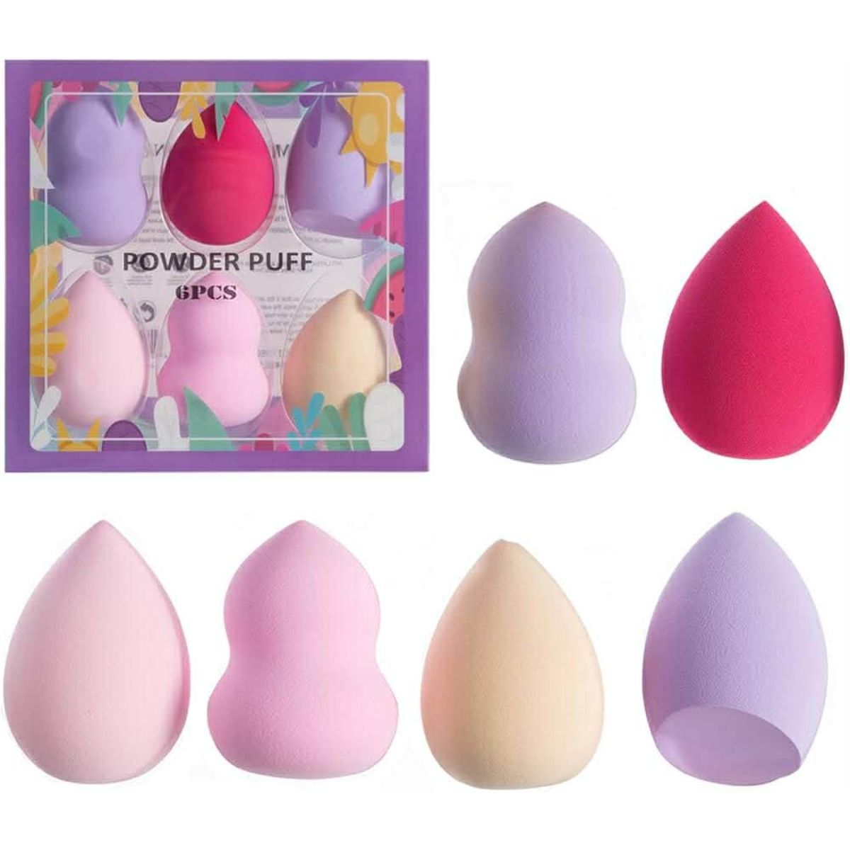 GENERICO - Set de 6 Esponjas de Maquillaje Beauty Blender
