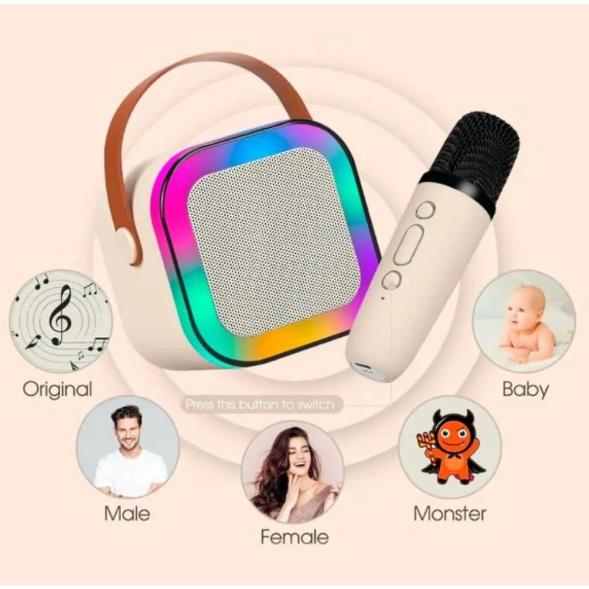 GENERICO - Mini Parlante Karaoke Portatil Bluetooth Led Con Microfono Inalambrico