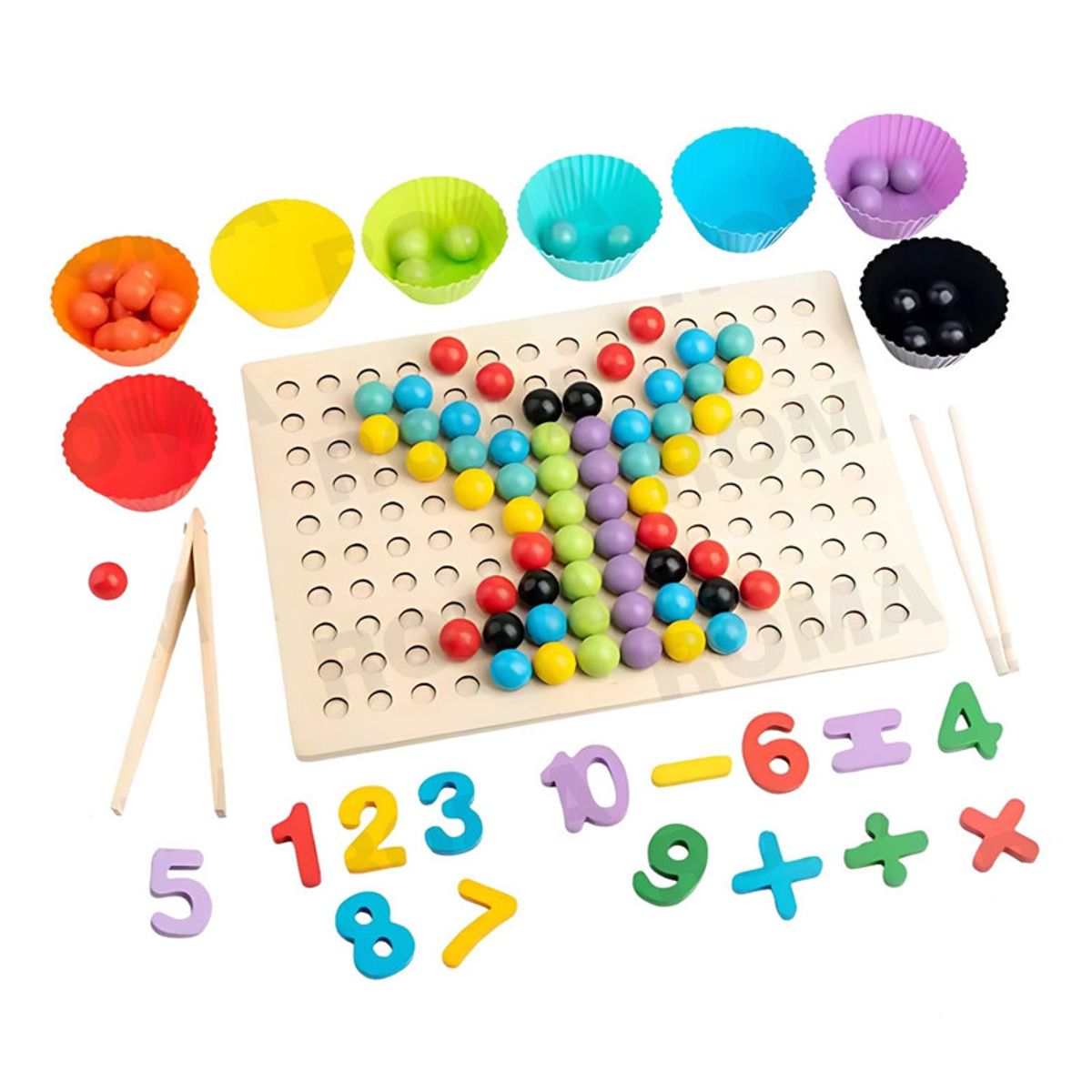 GENERICO - CUENTAS CON TABLERO DE CLAVIJAS MONTESORI - JUEGO DIDÁCTICO