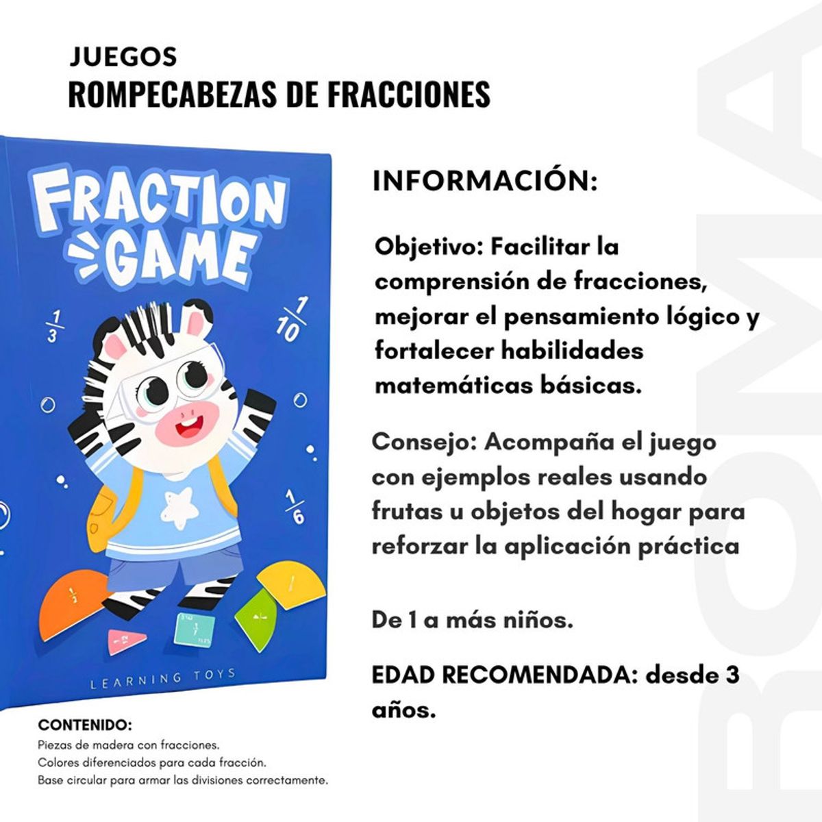 GENERICO - JUEGO DE FRACCIONES - JUEGO DIDÁCTICO