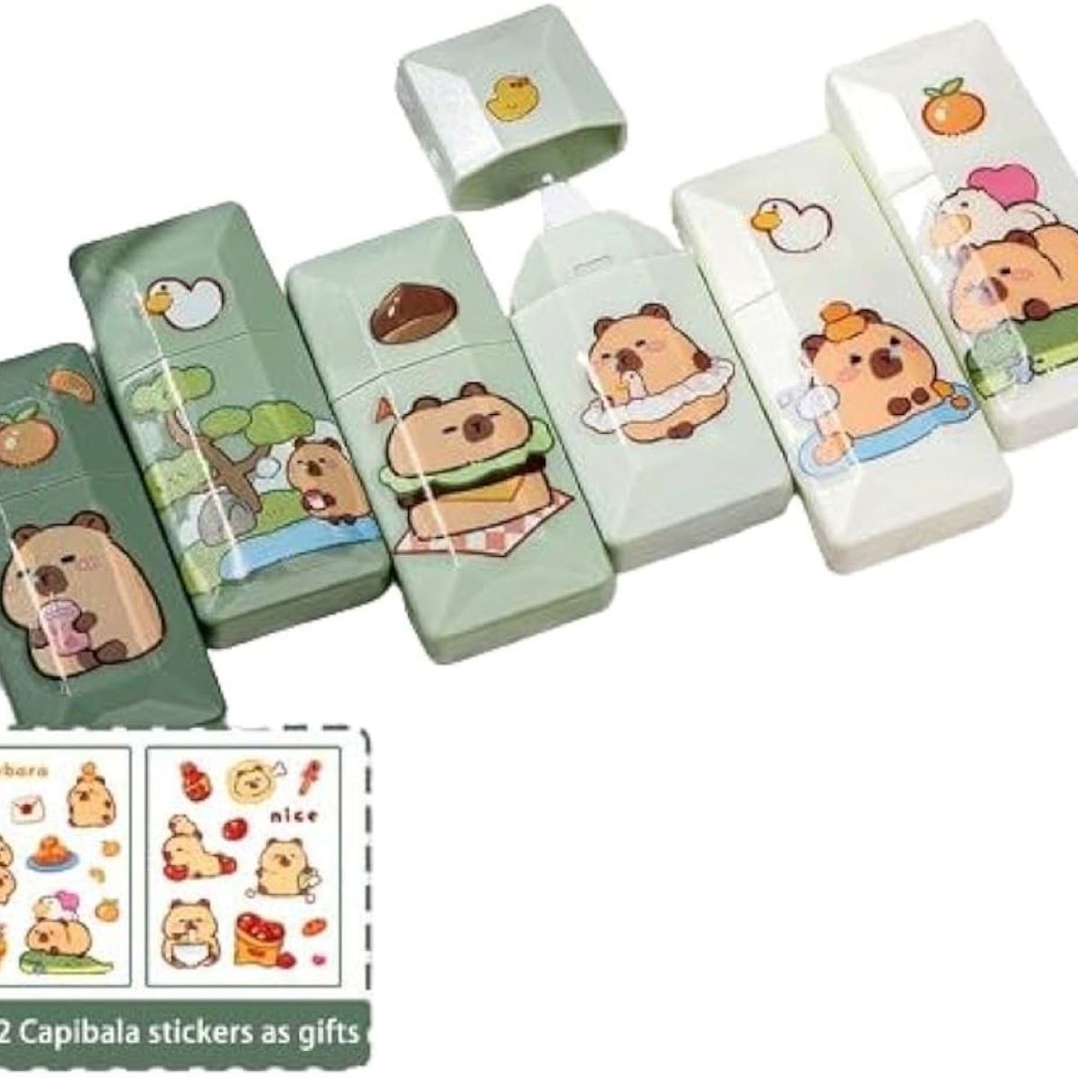 GENERICO - CINTA CORRECTORA KAWAI X6 MODELO CAPIBARA - verde