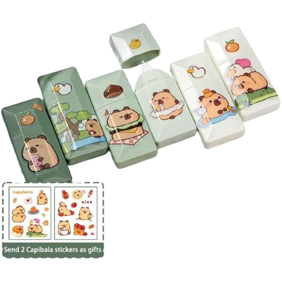 GENERICO - CINTA CORRECTORA KAWAI X6 MODELO CAPIBARA - verde