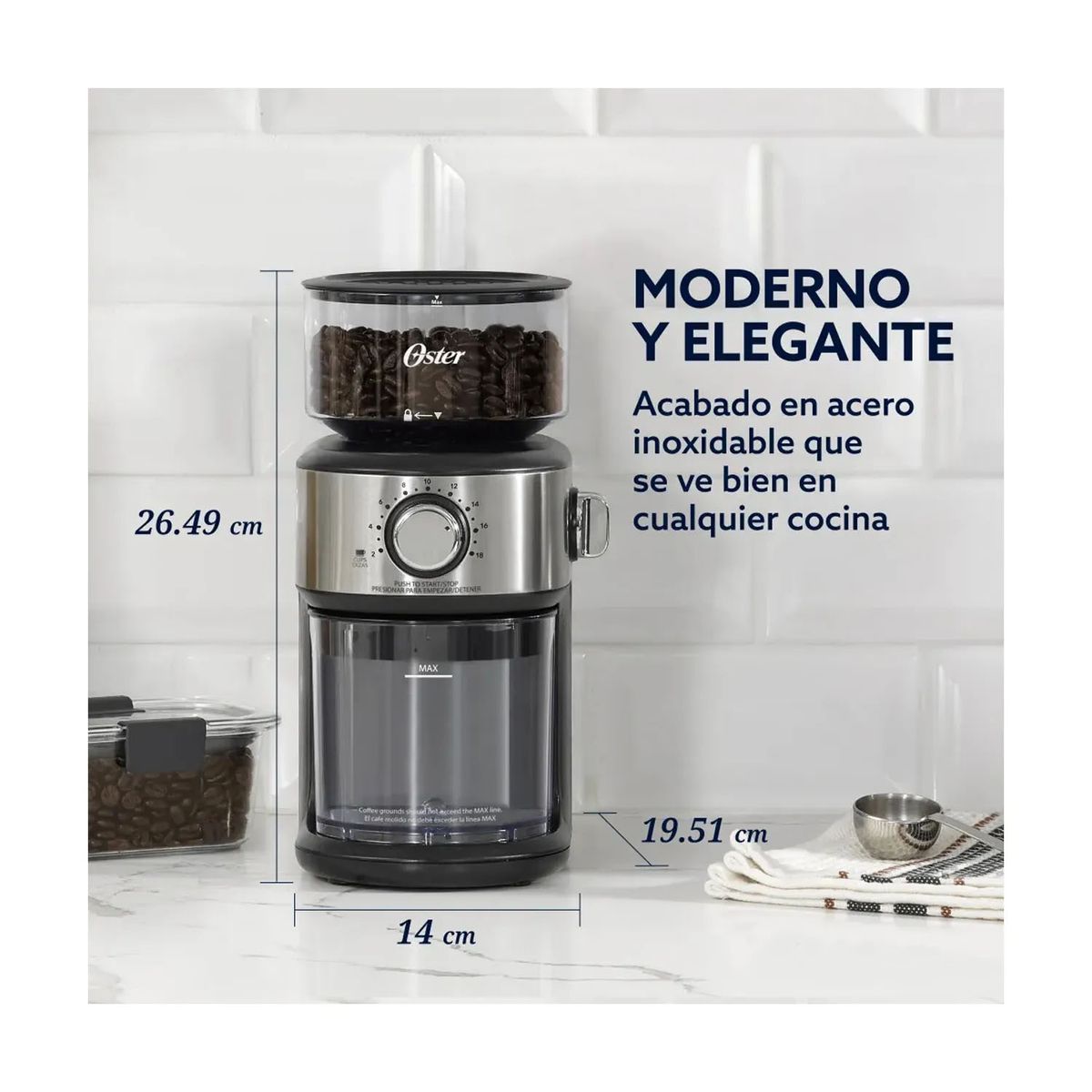 OSTER - Molinillo de Café Automático Oster 18 Configuraciones de Molienda