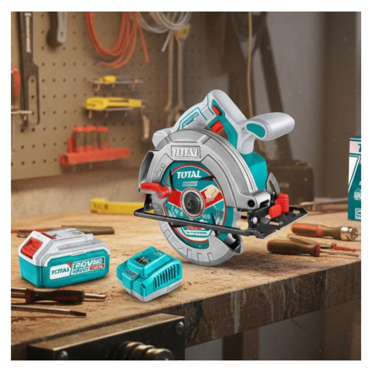 TOTAL TOOLS - Sierra Circular Industrial 7-1/4'' 185mm + 1 Batería 5ah + Cargador 20v Total