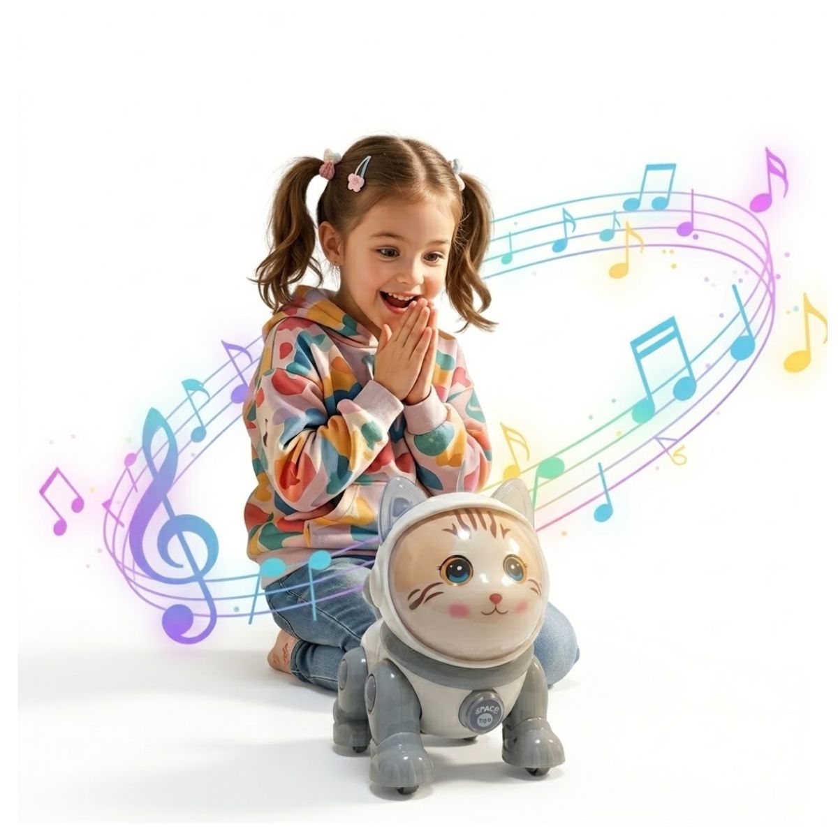 GATO MUSICAL MASCOTA INTERACTIVA PARA NIÑOS PATITAS RUEDAS LUCES LED 360°, marca GENERICO - Foto Principal