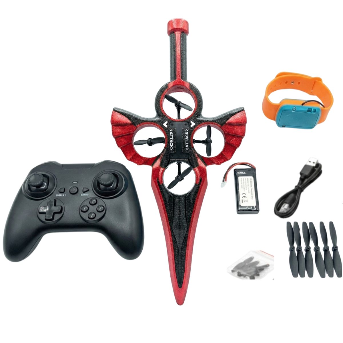 GENERICO - Avión Aerojet Espada con Control para NIños Sensor Manual Bateria + Accesorios