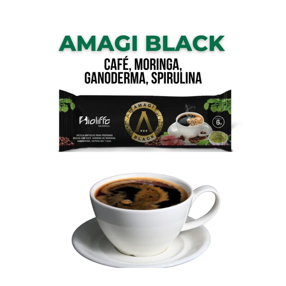 GENERICO - CAFE AMAGI BLACK MORINGA - GANODERMA - SPIRULINA