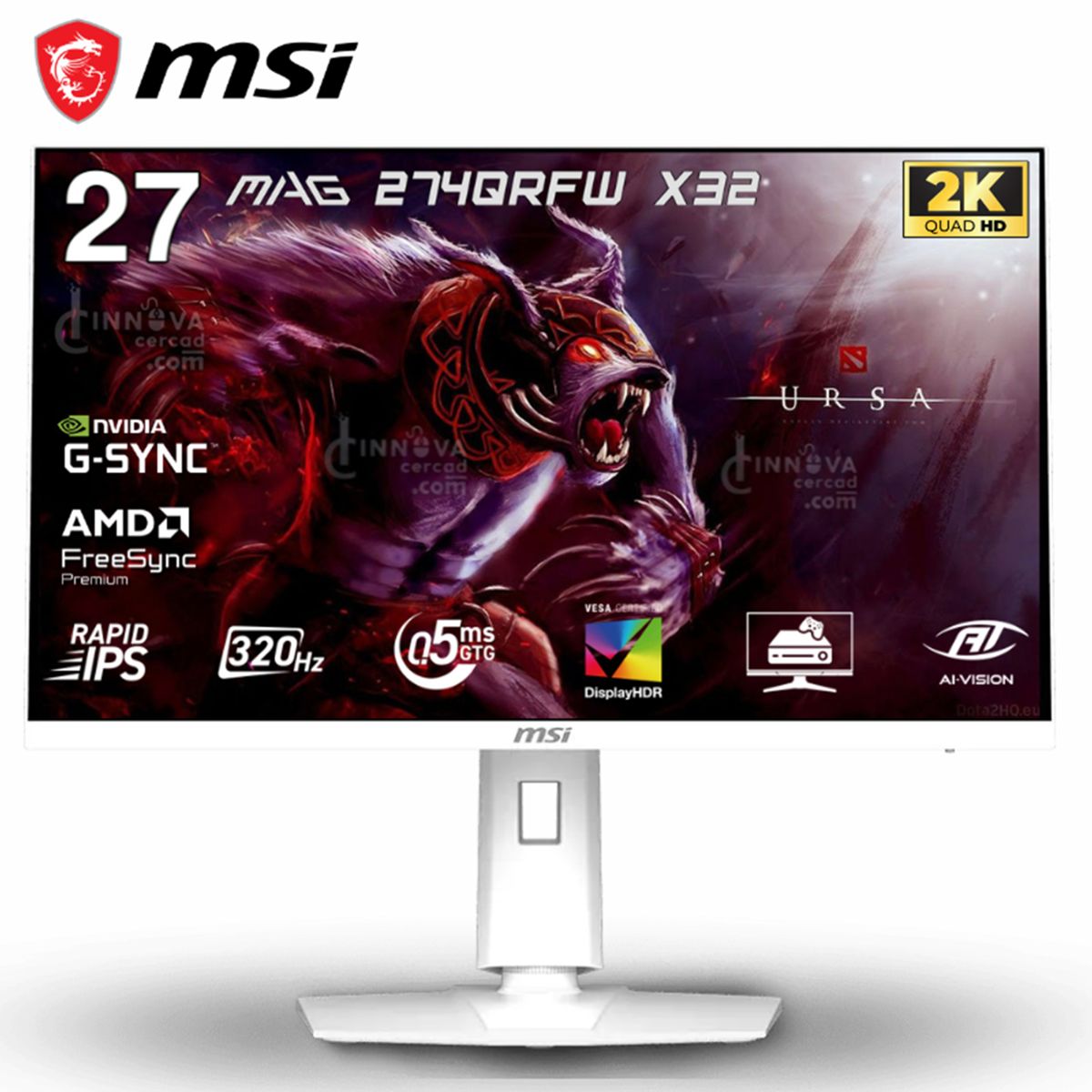 MSI - Monitor MSI MAG 274QRFW X32 27 Fast IPS 2560x1440 WQHD 320Hz 05ms G-Sync FreeSync Premium