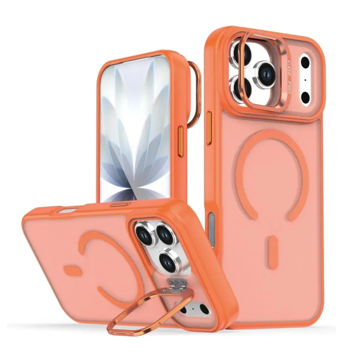 CASE - Funda para iPhone 17 Pro  Plegable con Soporte Mate - Naranja