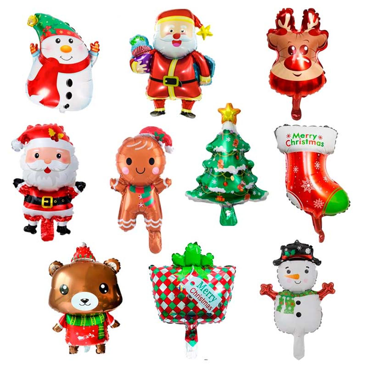 GENERICO - Set de Globos Navidad Pack 10 Unidades