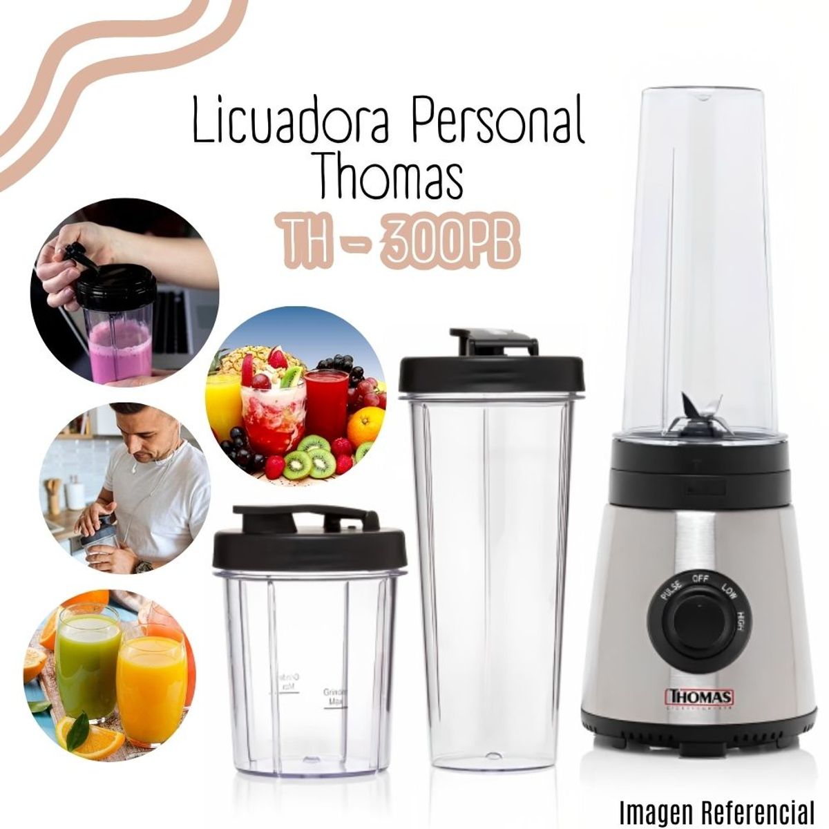 THOMAS - Licuadora Personal Blender Thomas TH-300PB