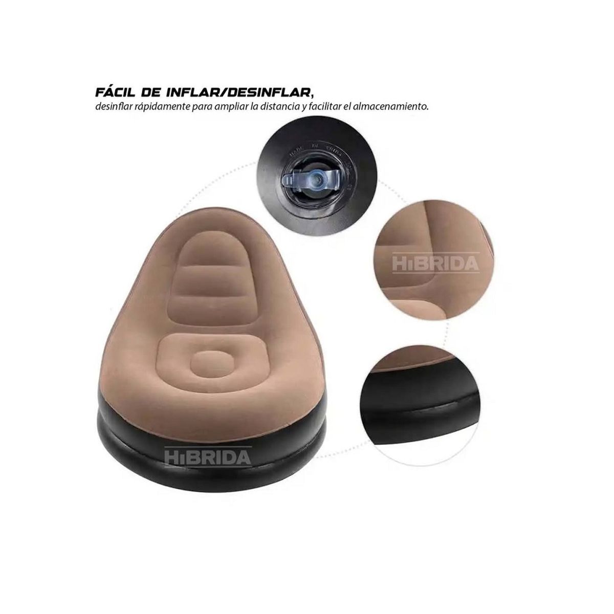 INTIME - SOFÁ SILLÓN INFLABLE RECLINABLE PUFF PORTÁTIL POSAPIE CÓMODO YT-125