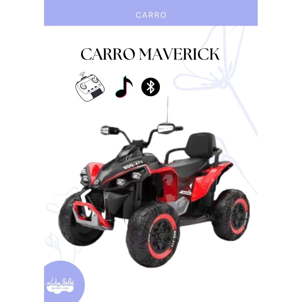 GENERICO - CARRO ATV ELECTRICO MAVERICK PARA NIÑOS - MODELO ROJO