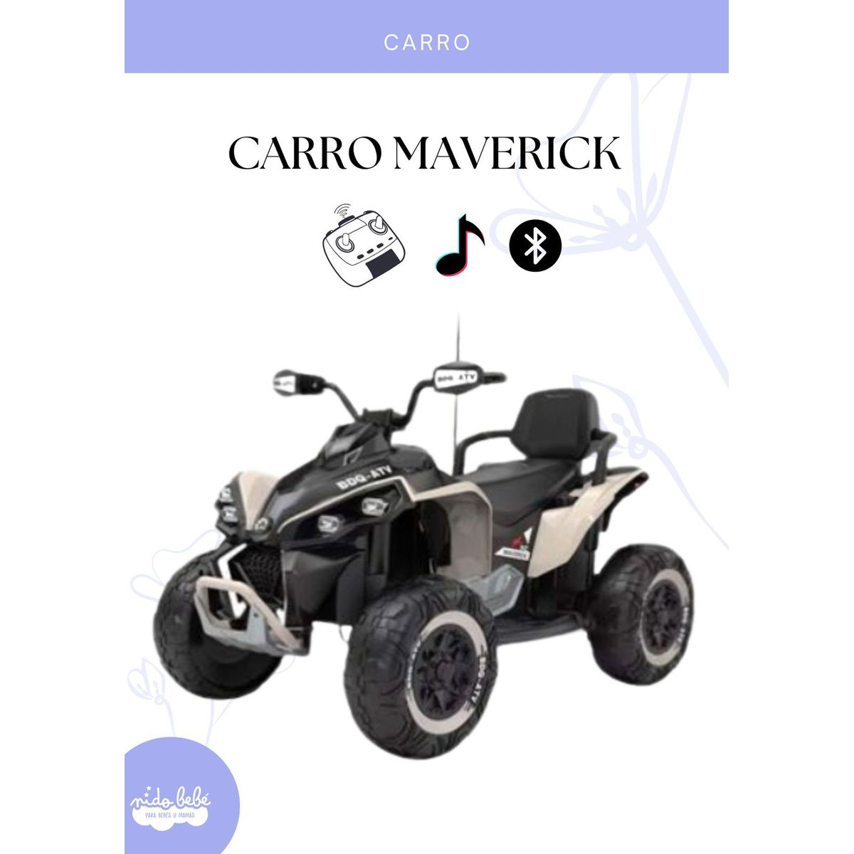 GENERICO - CARRO ATV ELECTRICO MAVERICK PARA NIÑOS - MODELO GRIS