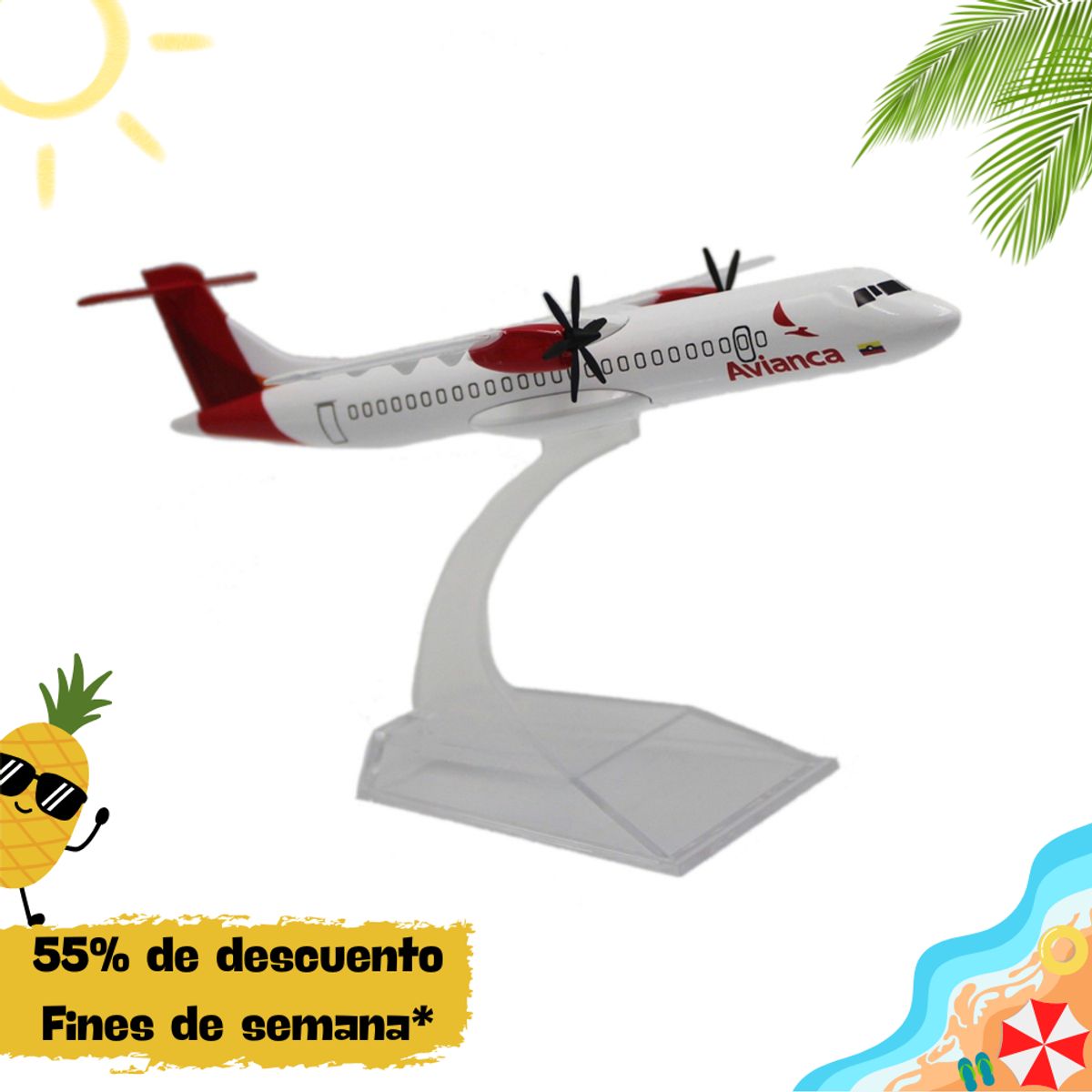 GENERICO - Avión de Metal a escala 15cm ATR72 AVIANCA