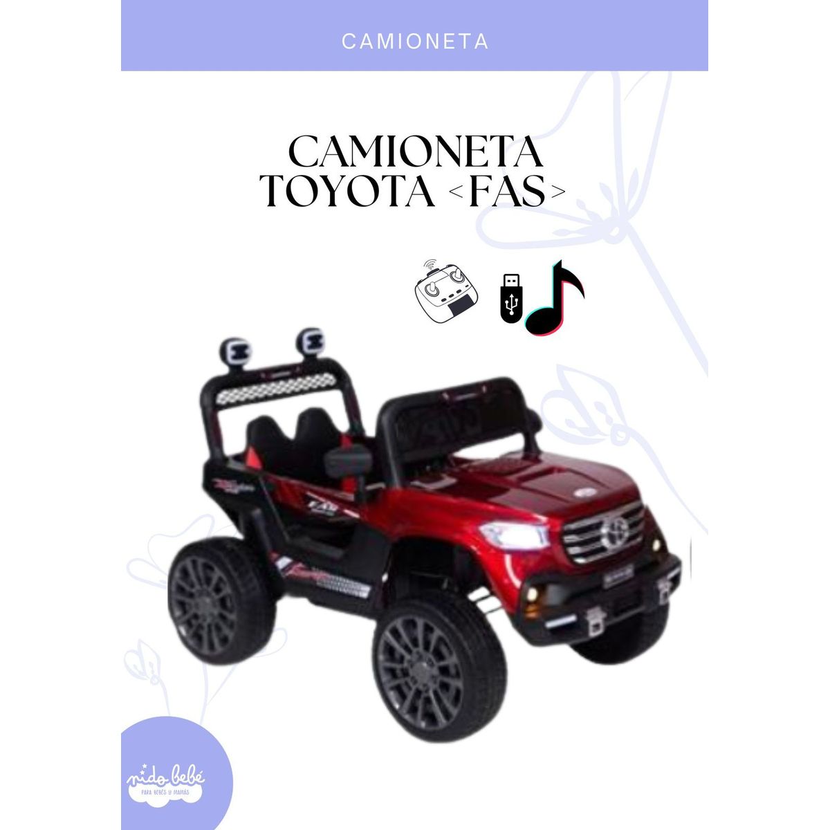 GENERICO - CAMIONETA TOYOTA FAS PARA NIÑOS - COLOR ROJO