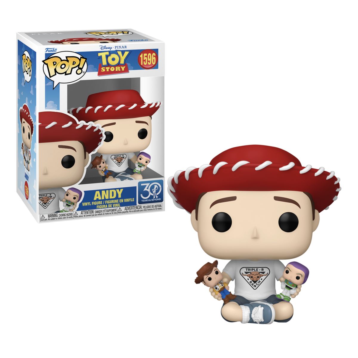 FUNKO - Andy con Buzz Lightyear y Woody Funko Pop 1596 Toy Story