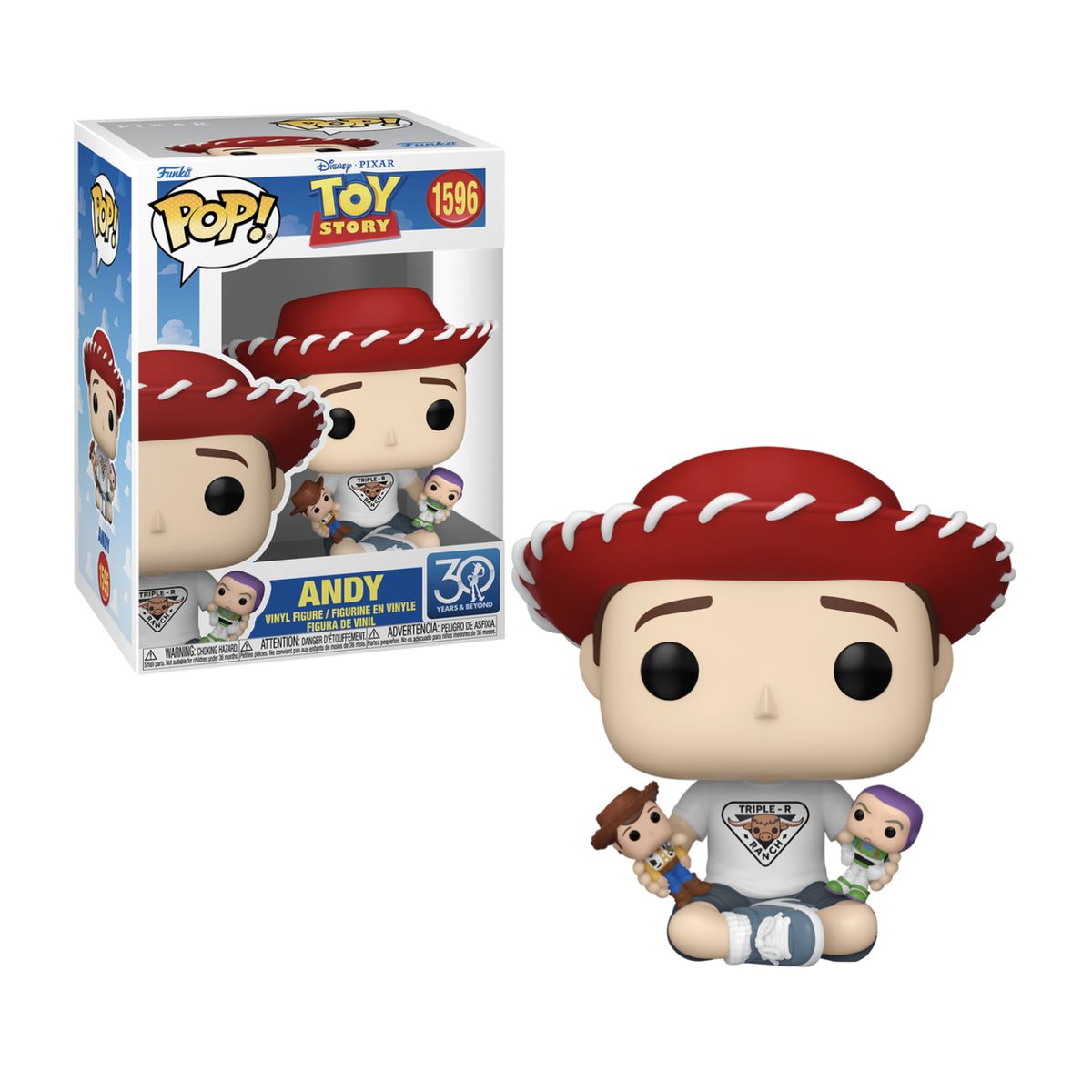 FUNKO - Andy con Buzz Lightyear y Woody Funko Pop 1596 Toy Story