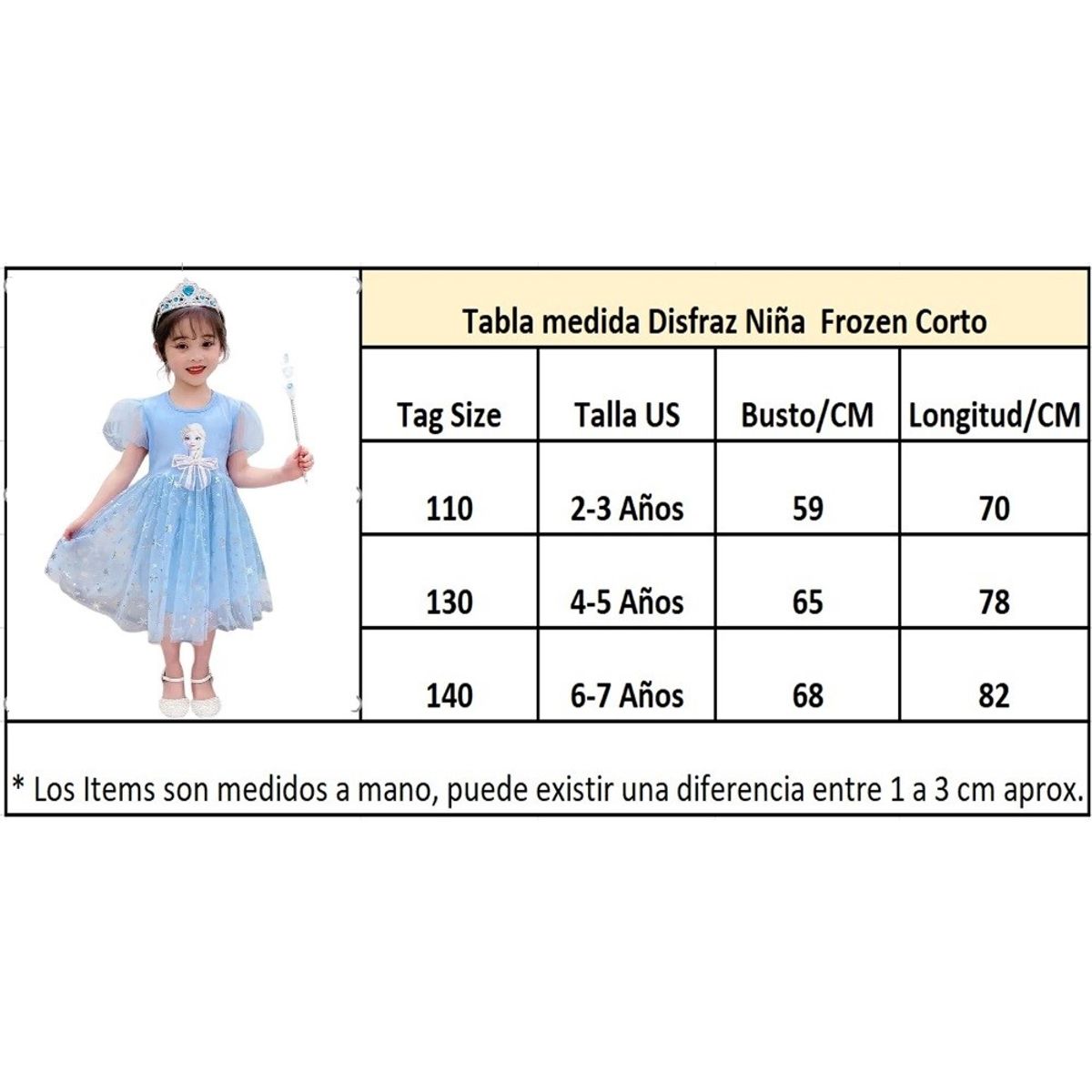 GENERICO - Vestido  Princesa  Sky Blue con  Lazo Niñas Disfraz Regalo Navidad Genieka