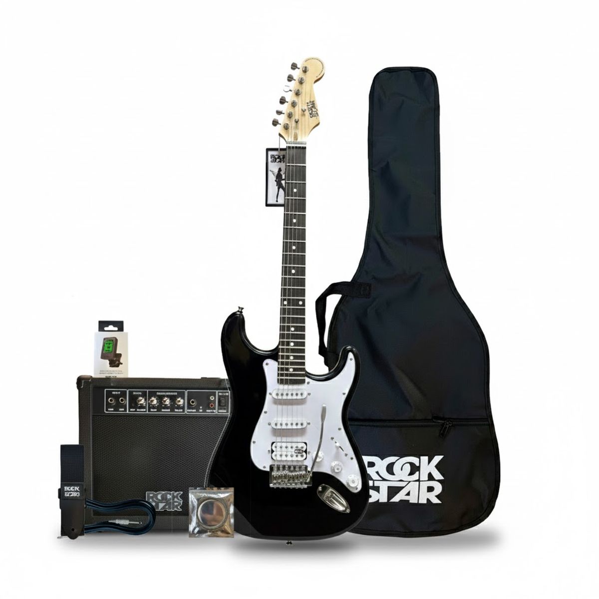 ROCKSTAR - Pack de Guitarra Electrica con Pastillas HSS para Rock o Metal + Amplificador de 15 w y accesorios Completos