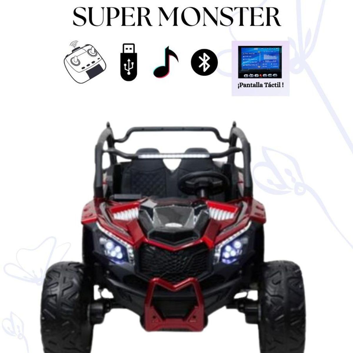 GENERICO - CARRO A BATERIA MODELO SUPER MONSTER COLOR ROJO