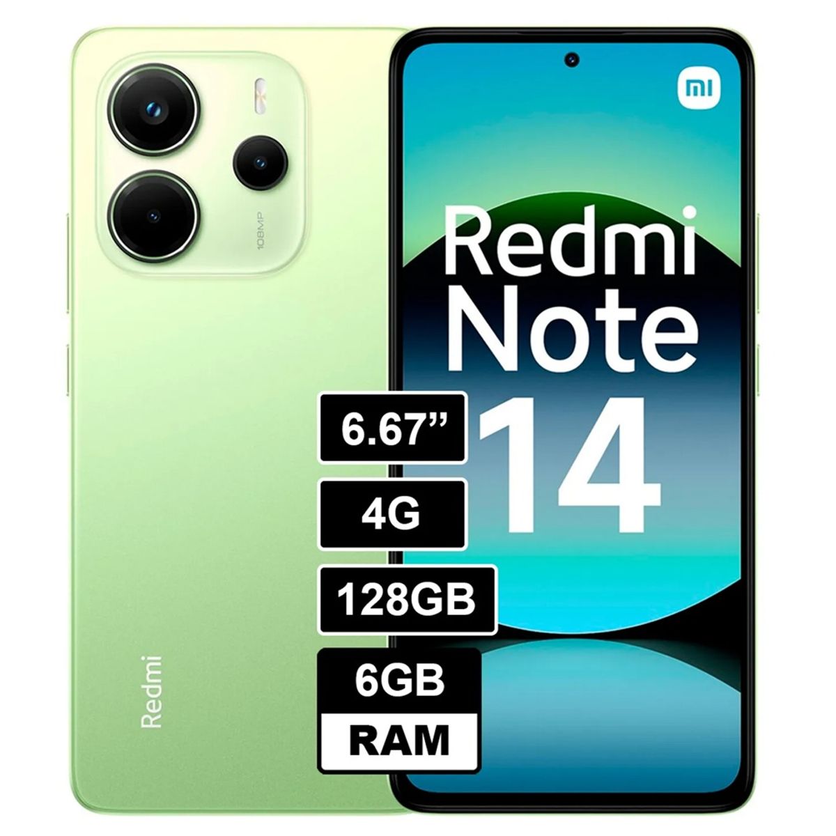 XIAOMI - XIAOMI SMARTPHONE  REDMI NOTE 14   LIME GREEN 6GB + 128GB AMOLED (Hasta 6GB de ext MEMORIA DINAMICA )
