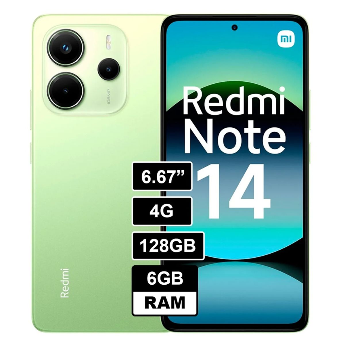 XIAOMI - XIAOMI SMARTPHONE  REDMI NOTE 14   LIME GREEN 6GB + 128GB AMOLED (Hasta 6GB de ext MEMORIA DINAMICA )